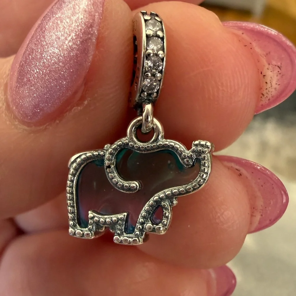 Authentic Pandora Blue Murano Glass Elephant Dangle Charm - NWOT